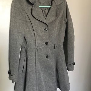 Belted grey skater dress coat